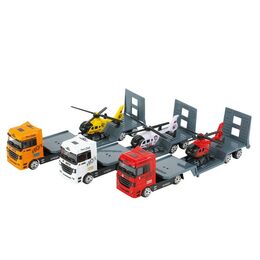 Auto/kamion podvalník + helikoptéra plast 18cm na volný chod 3 barvy v krabičce 24x12,5x5cm