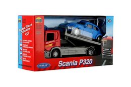 Auto odtahovka Welly Scania P320 + auto kov/plast 15cm 4 barvy v krabičce 18,5x10x6cm
