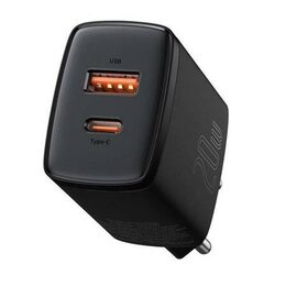 Rychlonabíječka do sítě Baseus Compact USB+USB-C 20W černá
