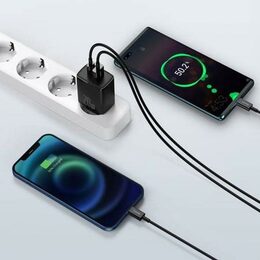 Rychlonabíječka do sítě Baseus Compact USB+USB-C 20W černá