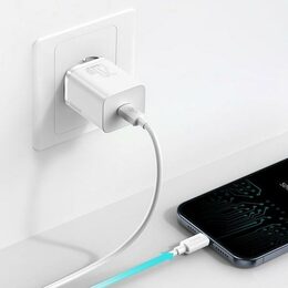 Rychlonabíječka do sítě Baseus Super Si USB-C PD QC 20W s Lightning kabelem 1m bílá