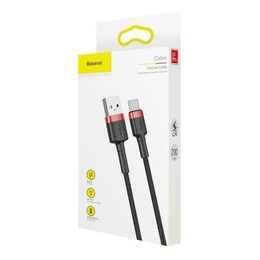 Datový kabel Baseus Cafule USB-C 2m 2A červeno-černý