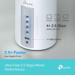 WiFi router TP-Link Deco BE65(2-pack) AXE9300, WiFi 7, 4x 2.5GLAN, USB, 2,4/5/6GHz