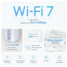 WiFi router TP-Link Deco BE65(2-pack) AXE9300, WiFi 7, 4x 2.5GLAN, USB, 2,4/5/6GHz