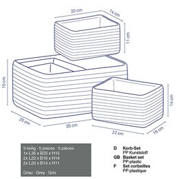 KELA Sada košů RIMOSSA 5ks, plast, černá KL-21780