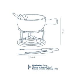 KELA Sýrové fondue NATURA keramika, nerez, chrom, dřevo KL-61306