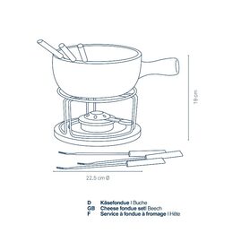 KELA Sýrové fondue NATURA  10-dílné keramika, nerez,  chróm, buk KL-61306