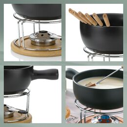 KELA Sýrové fondue NATURA keramika, nerez, chrom, dřevo KL-61306