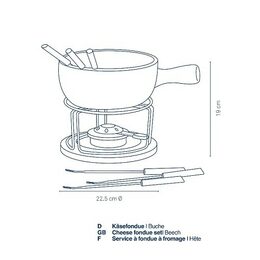 KELA Sýrové fondue NATURA keramika, nerez, chrom, dřevo KL-61306