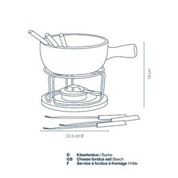 KELA Sýrové fondue NATURA  10-dílné keramika, nerez,  chróm, buk KL-61306