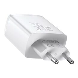 Rychlonabíječka do sítě Baseus 2xUSB-A, 1xUSB-C Quick Charge 30W EU bílá