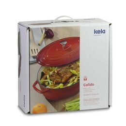KELA Pekáč litinový s poklicí CALIDO 24 cm červená KL-11941