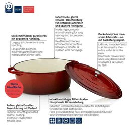 KELA Pekáč litinový s poklicí CALIDO 35 x 28,5 cm červená KL-11943