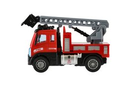 Auto hasiči se žebříkem plast 13cm na zpětné natažení v krabičce 17x12x8cm