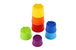 Věž/Pyramida barevná stohovací skládačka 7ks plast v krabičce 7x10x7cm 18m+