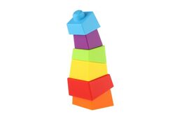 Věž/Pyramida šikmá barevná stohovací skládačka 6ks plast v krabičce 8x21x8cm 18m+