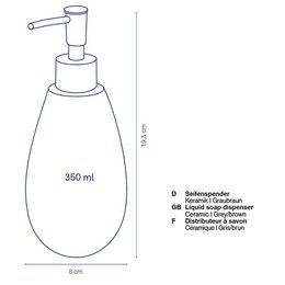 KELA Dávkovač mýdla Dots keramika šedohnědá 350 ml KL-23602