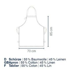 KELA Zástěra Puro 55%bavlna/45%len šedá 85,0x70,0cm KL-12802