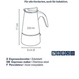 KELA Konvice na espresso Ferrara nerez černá 17,0 cm 9,0 cm  200,0 ml KL-10898