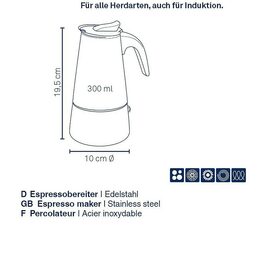 KELA Konvice na espresso Ferrara nerez černá 19,5 cm 10,0 cm  300,0 ml KL-10899
