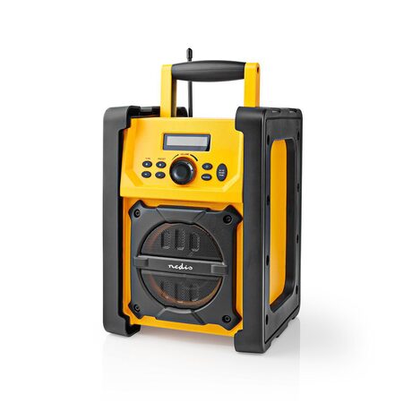 Nedis RDFM3100YW stavební FM rádio s Bluetooth, vodotěsné IPX5, 15W, žlutá / čer