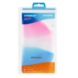 Spokey ABSTRACT-Plavecká čepice silikonová růžovo-bílo-modrá