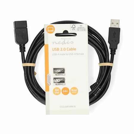 Nedis CCGL60010BK30  USB 2.0 prodlužovací kabel AM - AF 3m