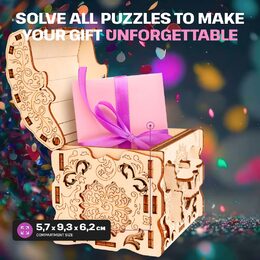 EscapeWelt 3D dřevěná skládačka hlavolamu Secret Treasure Box