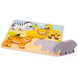 Bigjigs Toys Dřevěné vkládací puzzle Safari