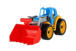 Rappa traktor plastový se lžicí plast na volný chod 2 barvy 17x37x17cm 12m+