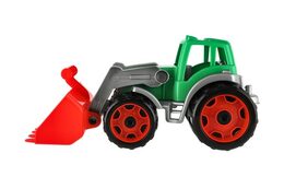 Rappa traktor plastový se lžicí plast na volný chod 2 barvy 17x37x17cm 12m+