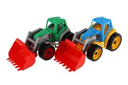 Rappa traktor plastový se lžicí plast na volný chod 2 barvy 17x37x17cm 12m+