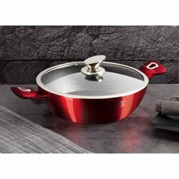 BERLINGERHAUS Pekáč kulatý s mramorovým povrchem a poklicí  32 cm Burgundy Metallic Line BH-1264