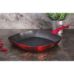 BERLINGERHAUS Sada pánví s mramorovým povrchem 3 ks Burgundy Metallic Line gril BH-1289