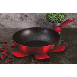 BERLINGERHAUS Pánev WOK s poklicí s mramorovým povrchem 28 cm Burgundy Metallic Line BH-1265