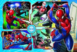 Puzzle Spiderman zachraňuje Disney koláž 41x27,5cm 160 dílků v krabici 29x19x4cm