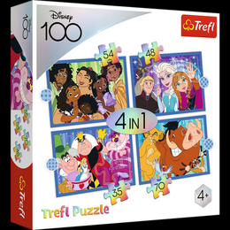 Puzzle 4v1 Šťastný svět Disney 28,5x20,5cm v krabici 28x28x6cm