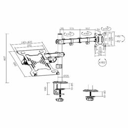 Držák monitoru Brateck LDT66-C024ML stolní pro 1 monitor a 1 notebook, černý