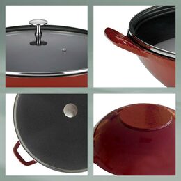 KELA Wok litinový s poklicí CALIDO 36 cm červená KL-11947