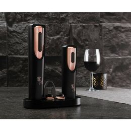 BERLINGERHAUS Vývrtka elektrická + vakuová pumpa na víno Black Rose Collection BH-9134