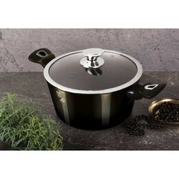 BERLINGERHAUS Kastrol s mramorovým povrchem 20 cm Shiny Black Collection 2 poklice BH-6604