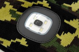 LED čelovka Cattara čepice ARMY s LED svítilnou USB nabíjení
