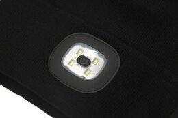LED čelovka Cattara čepice BLACK s LED svítilnou USB nabíjení