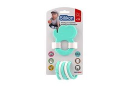 Kousátko zvířátko + přívěsky silikon/plast 7-8cm mix druhů  na kartě 3m+