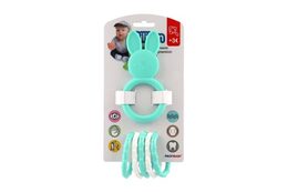 Kousátko zvířátko + přívěsky silikon/plast 7-8cm mix druhů  na kartě 3m+