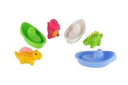 Lodičky 3ks + dinosaurus 3ks do vody stříkací plast mix druhů v sáčku 17x24cm 0m+