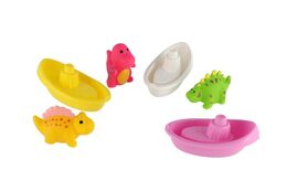 Lodičky 3ks + dinosaurus 3ks do vody stříkací plast mix druhů v sáčku 17x24cm 0m+