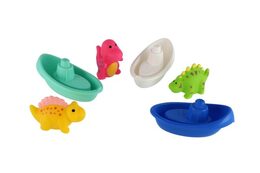 Lodičky 3ks + dinosaurus 3ks do vody stříkací plast mix druhů v sáčku 17x24cm 0m+