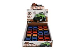 Auto terénní Off-Road plast 10cm na zpětné natažení 2 barvy 12ks v boxu