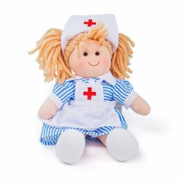 Panenka Bigjigs Toys látková zdravotní sestřička Nancy 28 cm